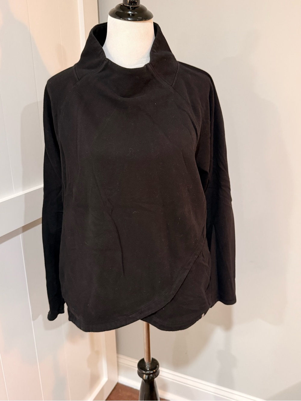 Talbots Black Wrap-Front Pullover Hoodie